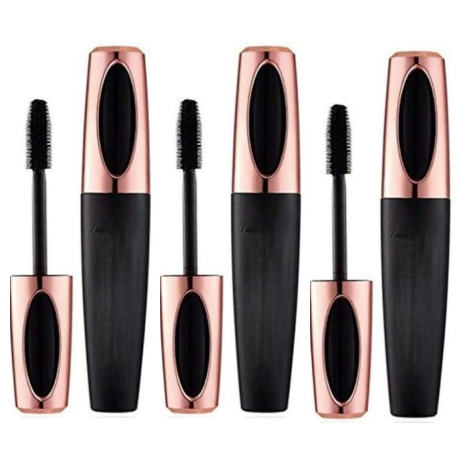 4D Mascara x3 GLAMZA Long Lash Silk Fibre Mascara for Longer, Thicker Lashes - Waterproof & Smudge Proof (Black)