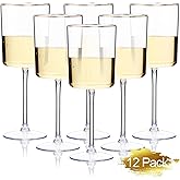 Ciaell 12 Pack Plastic Wine Glasses - 10 Oz Plastic Wine Glasses with Stem - Gold Rim Disposable Cups for Parties & Weddings & Poolside & Toasting & Outdoors