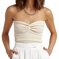 ANRABESS Tube Top for Women Summer Strapless Bandeau Knit Twist