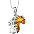 PEORA Genuine Baltic Amber Animal Pendant Necklace for Women Sterling Silver, Rich Cognac Color, with 18 inch Chain, 100% Natural from Baltic Region, Real Baltic Amber Jewelry from Adults