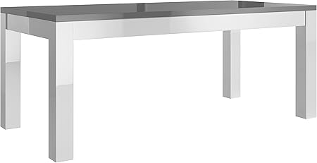 Table Salle A Manger 190cm Blanc Et Gris Laque Amazon Fr Cuisine