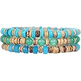 craftsmanscore 3 PCS Turquoise Bracelets for Women,Beaded Bracelet Stack Turquoise Jewelry for Women