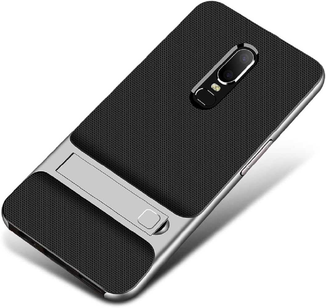 OnePlus6T McLaren Case, Special Foldable Movie Stand Plating Hard Bumper Frame+Soft Thin Armor Cover, TAITOU New Ultralight Slim Protect Case For OnePlus 6T Silver