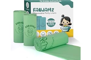 FANJAMZ 60 Count Potty Liners for Toddlers & Pets – Compatible with OXO Tot 2-in-1 Go Potty- 17 x 11 inches Leak-Proof Disposable Cleaning Bag for Adults-Fits Most Potty Chairs and Travel Potty