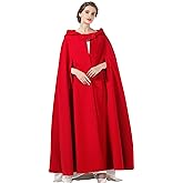 BEAUTELICATE Hooded Cloak Wedding Cape for Women Bridal Winter Robe Wool Blend Halloween Costume Christmas