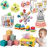 Montessori Baby Toys 6-12-18 Months, Toys for 1 + Year Old, Infant Teething Toy Stacking Building Blocks Shape Sorter, Spinner and More. Sorting Sensory Educational Learning Gift for Toddlers 1-3