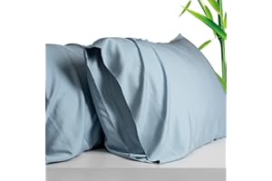 STWIENER 100% Viscose Made from Bamboo Breathable Pillowcases Standard Size Set of 2-Pack for Hot Sleepers and Night Sweats- Softness and Cooling Pillow Cases-Envelope Closure (Blue Fog-20 x 26 inches)