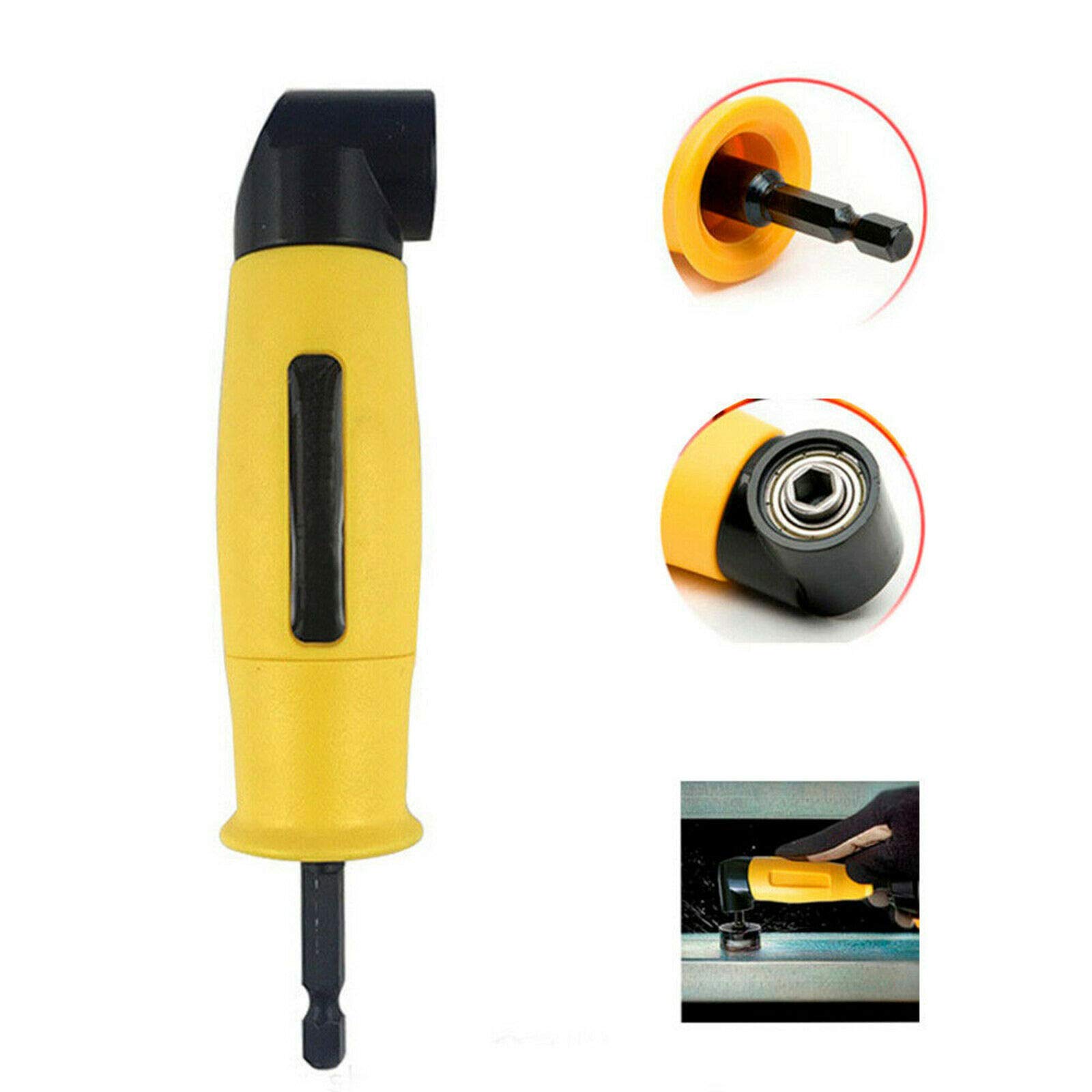 Right Angle Drill 1/4" Hex Handle Right-Angle Attachment 90 Degree Corner Angle Drill Adaptor Chuck Screwdriver Driver Extension