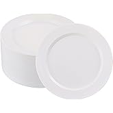 ISFANGCO 50 PCS White Plastic Plates for 50 Guests,10.25 inch Heavy Duty Disposable Plates for Wedding,Party,Birthday,Smooth Edge & Sturdy Dinner Plates