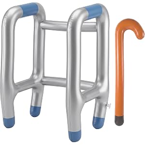 2 Pcs Inflatable Walker and Cane 100 Days of School Costume Prop Gag Gifts Inflatable Walker and Cane,Funny Old Age Costume A