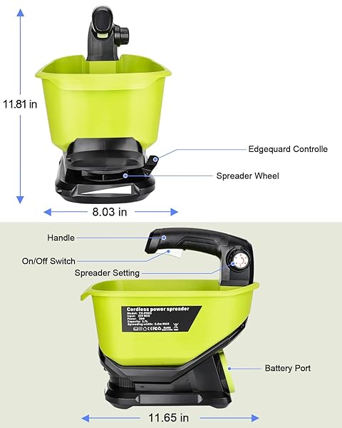 ADISIPSOARIN SEED SPREADER FOR RYOBI 18V BATTERY,HANDHELD FERTILIZER SPREADER FOR LAWNS,AVAILABLE YEAR-ROUND,GRASS SEEDS,FERTILIZER,ROCK SALT AND ICE MELT(BATTERY NOT INCLUDED)