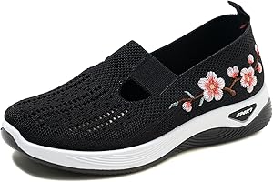Orthopedic Running Shoes for Women Mesh Breathable Orthotic Wedge Sneakers for Women Comfortable Knitted Slip On Casual Shoes