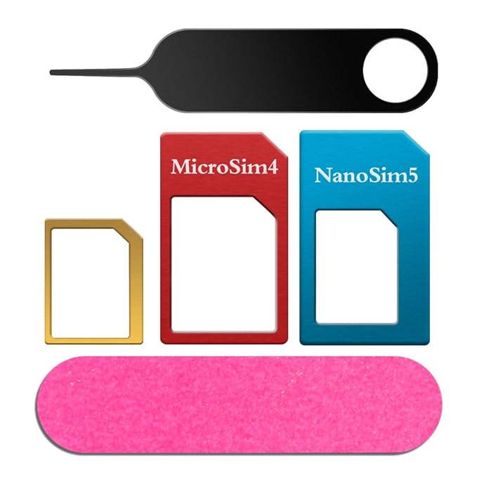 Sim Karten Adapter 5 in 1 Nano Micro Standard Sim Karten Adapter Kit Konverter mit Schleifpapier und Werkzeug