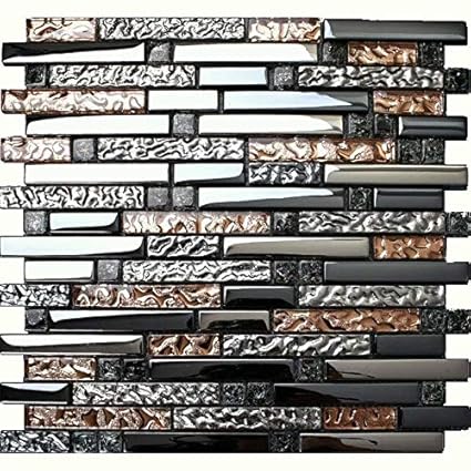 Hominter 11 Sheets Dark Blue And Rose Gold Backsplash Tile Silver