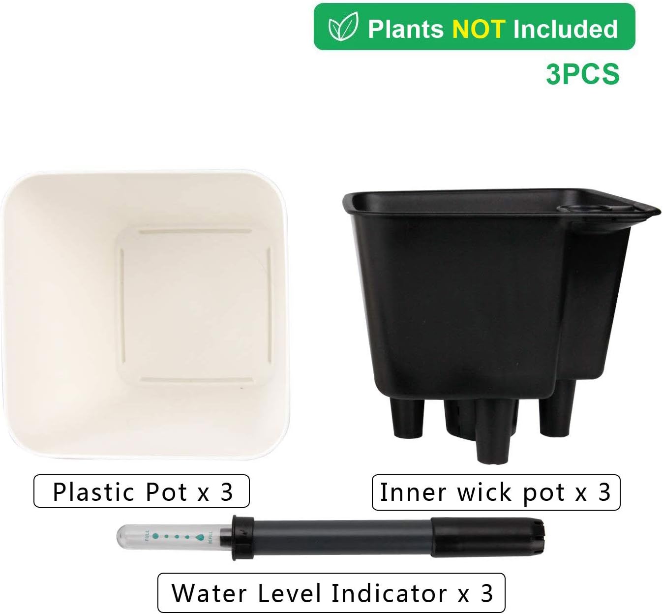 T4U 13CM Self Watering Plastic Planter with Water Level Indicator Pack of 3, Matte White - Image 5