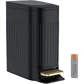 Clorox Slim Open Trash Can - 2.6 Gallon (10 Liter) Small Metal Waste Basket With Removable Bucket For Narrow Spaces - Stainless Steel Garbage Bin For Bathroom, Bedroom, Or Office