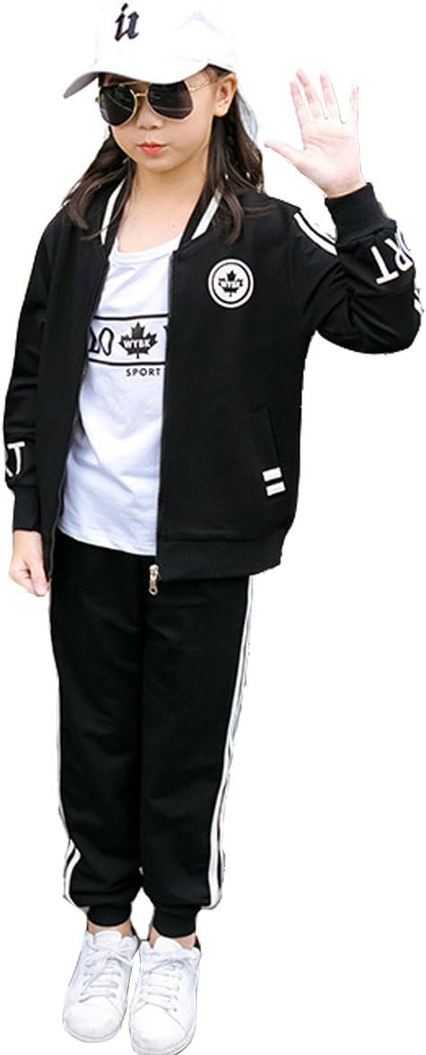 NABER Kids Girls Casual Tracksuits Zipper Jacket & Sports Trousers Sets Age 3-12