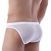 Dimgut Men's Sexy Underwear Briefs Mesh Lingerie Mens Fishnet Pouch Bikini Underpants Panties