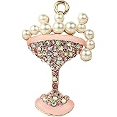 Creative DIY Elegant Pink Crystal Champagne Cocktail Charms Pendants Wholesale (Set of 3) MH631
