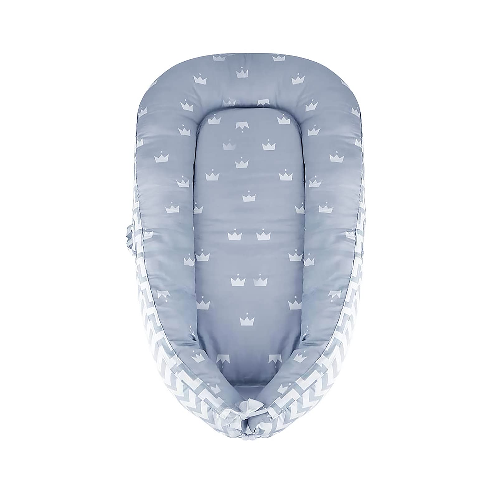 SONARIN Baby Nest for Newborn and Babies,Double Sided,Baby Bassinet for Bed/Lounger/Nest/Pod/Cot Bed/Sleep, Breathable,100% Cotton Hypoallergenic,Portable(Crown Gray)