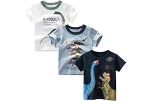 Winzik Boys Shirt Toddler Shirts Kids Boys’ Short Sleeve 3-Pack Crewneck T-Shirt Tee Tops Summer Clothes 18M-8Y