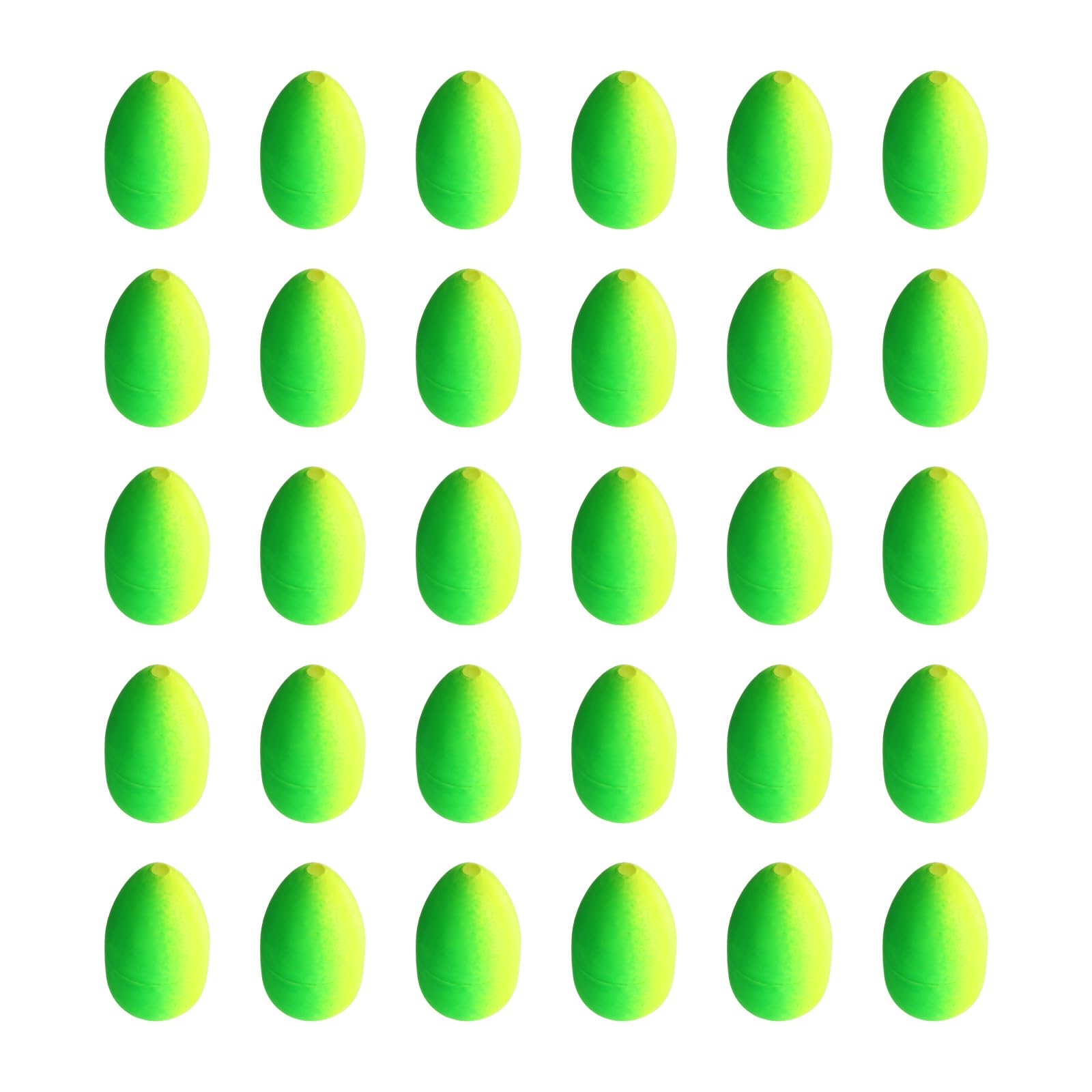 PATIKIL Fishing Foam Floats 0.7 Inch, 30Pcs Oval Snell Floats Fly Fishing Strike Indicator for Pompano Rig Trout Catfish Walleye, Yellow Green