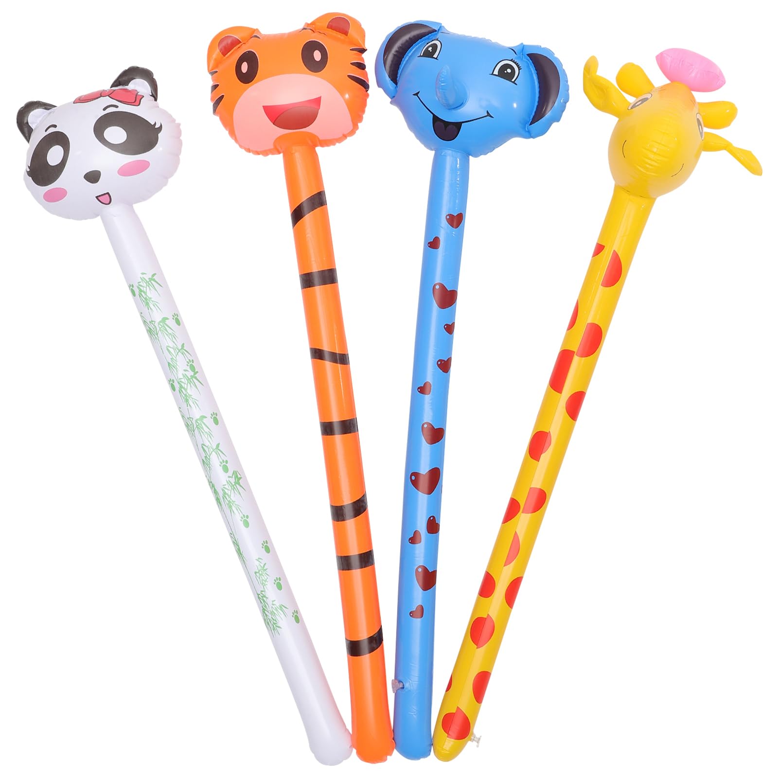 Toddmomy Inflatable Animal Stick Toys Set 40.94 Inch Lightweight Pvc Balloon for Kids Outdoor Party Decorations Birthday Festival Fun Animal Heads
