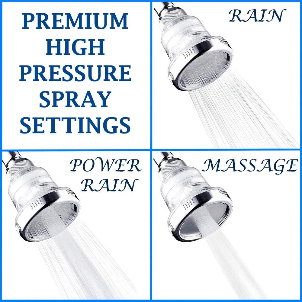 Water Softener Shower Head - Hard Water Filter - Chlorine & Fluoride Filter - Filtered Shower Head - High Pressure Shower Head - 2 Replaceable Filters - Best Shower Filter for Low Water Pressure - - 