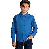Visaccy Boys' Button Down Shirts Kids Long Sleeve Solid Collared School Shirt for Toddler Boy Size 2T-20