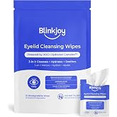 Blinkjoy Eyelid Cleansing Wipes (30 Biodegradable Wipes) | Safe for dry, irritated eyelids: biodegradable wipes remove oil, makeup and buildup while replenishing moisture; 30 wipes.