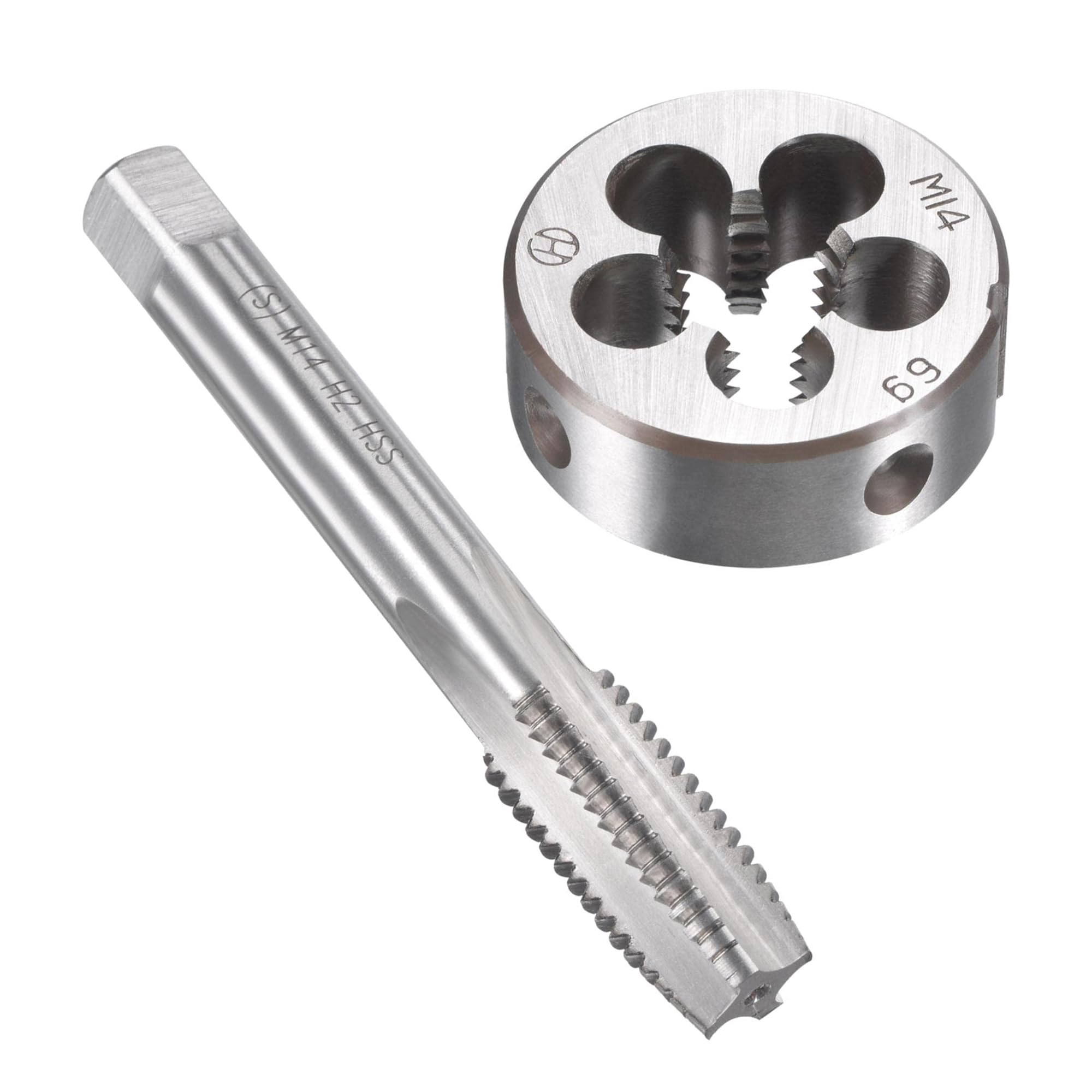 Unifizz M14 x 2mm Metric Tap and Die Set, Machine Thread Screw Tap with Round Threading Die, Tap & Die Kit for Nut Screw Bolt Thread Repair