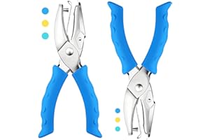 ZASZO 2 Pcs Hole Punch, 1/4" and 1/8" Hole Puncher with Blue Soft Grip for Crafts, Scrapbooks, Tags, Tickets, Handheld Circle Single Hole Punch for Home, Office and Classroom
