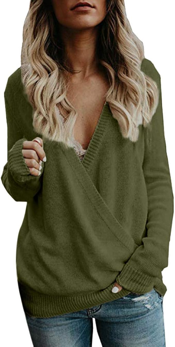 green wrap jumper