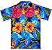 Funky Hawaiian Shirt For Men Short Sleeve Front-Pocket Big Flower Lightblue