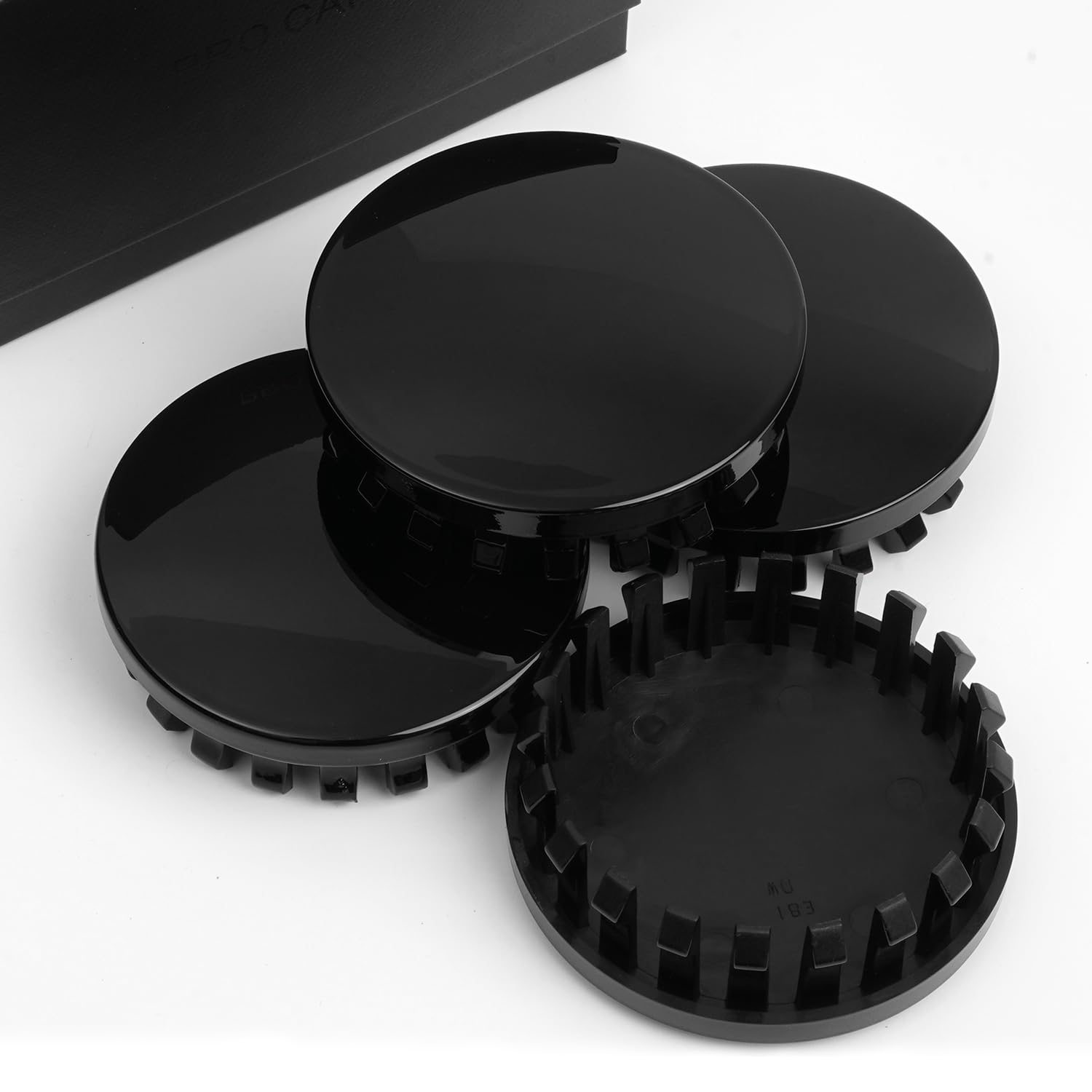 Set Of 4 Glossy Black 83mm / 3.25" Wheel Center Hub Caps For GMC – Clip-On, Easy Install