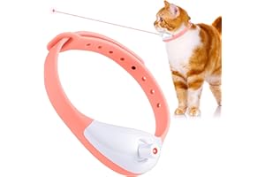 havit Wearable Automatic Cat Toys with LED Lights, Electric Smart Amusing Collar for Kitten, Interactive Cat Toys for Indoor Cats, Pet Exercise Toys, USB Rechargeable, Auto On/Off - Pink