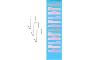 Mr. Pen Organiseur de fichiers mural à suspendre avec 12 poches et 3 crochets de porte Bleu