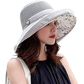 Women Mesh Sun Hats Summer Beach UV Protection UPF Packable Wide Brim Chin Strap