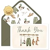 FYSUIMU 50 Pack Baby Shower Thank You Cards Green Baby Cloth Mallard Duck Note Cards with Envelopes Stickers Boxed Greeting Blank Card for Boy Birthday Baby Shower