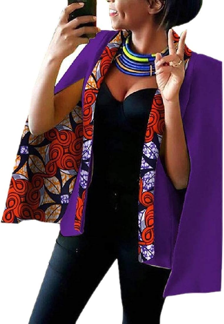 ALICE HENDERSON Womens African Print Blazer Split Sleeve Cape Cloak Classic Jackets,6,US 2XLarge