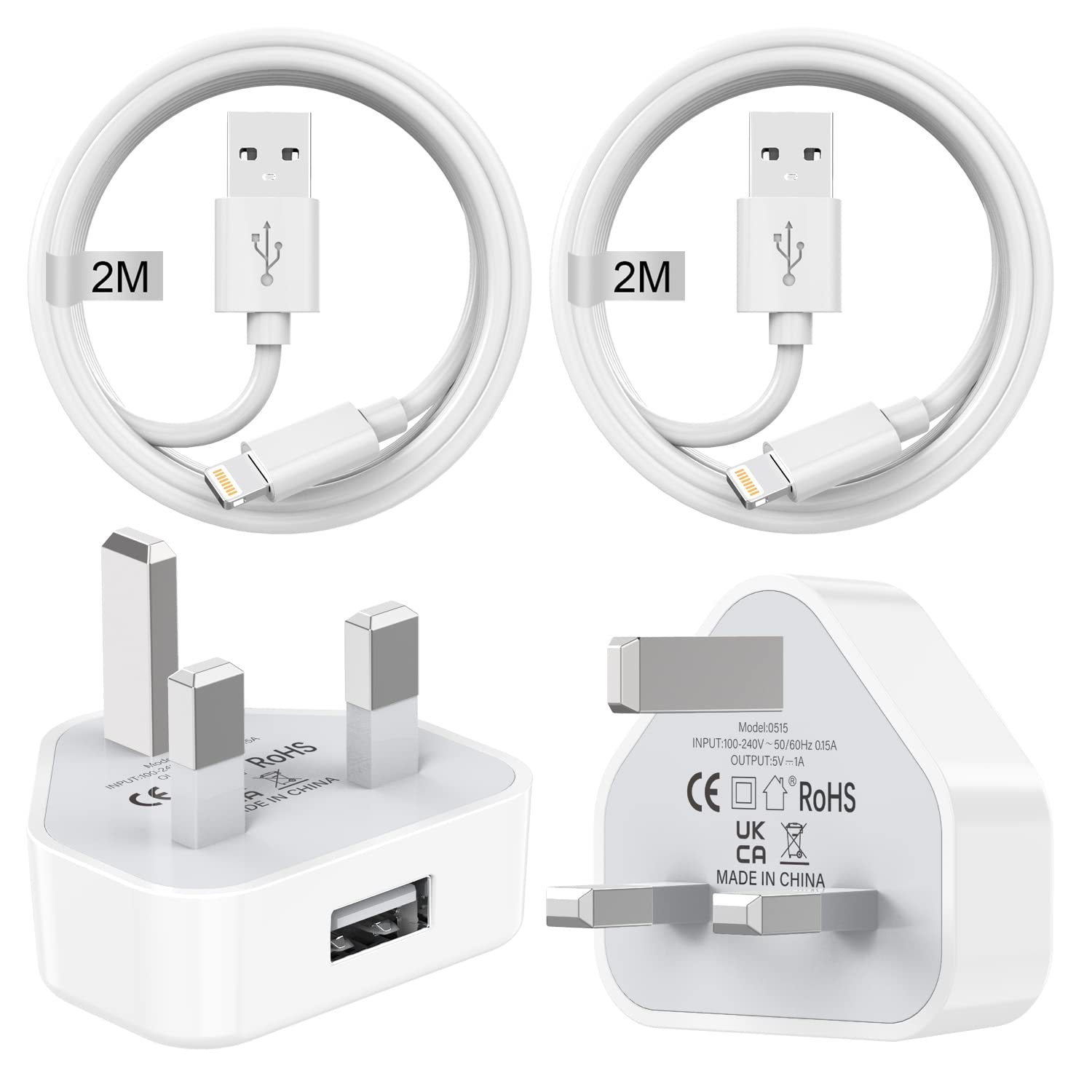iPhone Charger Plug and Cable 2M 2Pack[Apple MFI Certified], iPhone Plugs UK with Lightning Cable for i-Phone 14 13 12 11 Pro Max/SE/XS/XR/X/8/7/6S/6