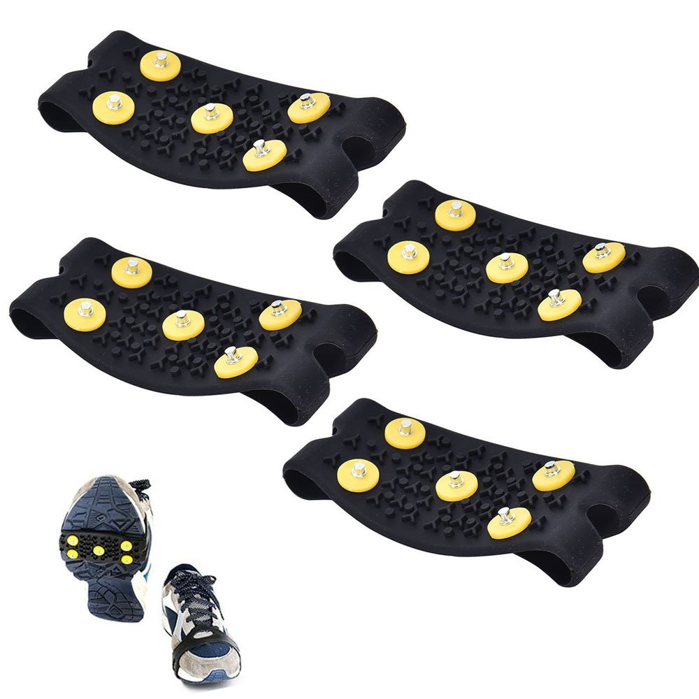 Eshylala 1/2 Pair Slip-on Shoe Grippers,Snow Ice Climbing Anti Slip Spikes Grips Shoes Cover for Men Women Children