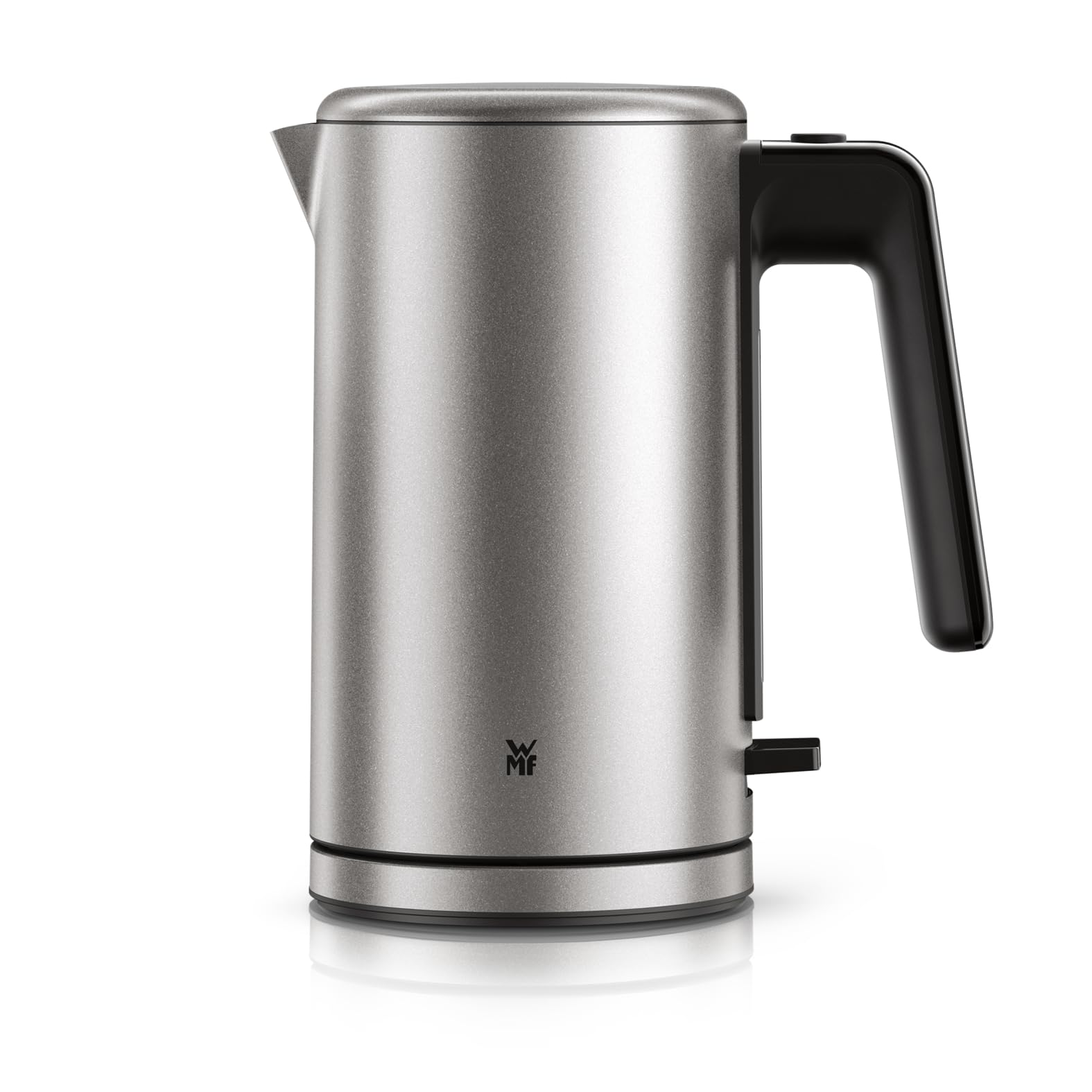 WMF Lono Silk Edelstahl Wasserkocher 1,6 L, kabelloser elektrischer Wasserkocher 2400 W mit Kalkfilter, 360°-Sockel, Anti-Fingerabdruck-Effekt, Einhand-Deckel & externer Wasserstandsanzeige