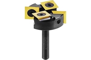 ZahyoX CNC Spoilboard Surfacing Router Bit, 1/4" Shank, 4 Wings, 1-3/8" Cutting Diameter, TiN Coated Insert Carbide Slab Flattening Router Bit, Planing Bit Wood Planer Bit for Woodworking