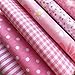 flic-flac 20 x 20 inches (51cmx51cm) Fat Quarter Natural Cotton Quilting Fabric Thick Craft Printed Fabric High Density Bundle Squares Patchwork Lint DIY Sewing (6pcs, Pink)