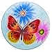 Evergreen Graceful Butterfly Glass Birdbath Bowl, 18 inches. Glass Painted Bird Bath or Feeder Dish for Standing Birdbaths