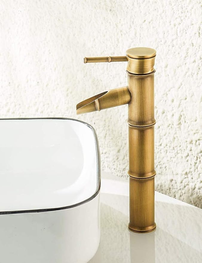 Solepearl Grifo de Lavabo, Bambú Cocina Baño Grifo Lavabo Grifo, Grifo
