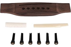 BQLZR Acoustic Guitar Replacement Set Ebony Bridge End Pins Bone Saddle & Nut and Rosewood Bridge Parts