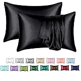 MR&HM Satin Pillowcase for Hair and Skin, Silk Satin Pillowcase 2 Pack, Queen Size Pillow Cases Set of 2, Silky Pillow Cover 