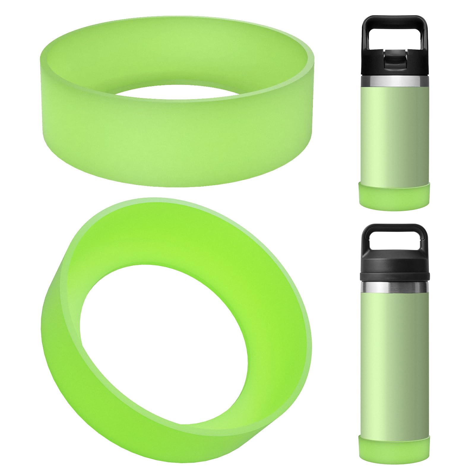 Linkidea 2 Pack Water Bottle Boot Compatible with YETI Rambler Jr. Kids 12oz, Rambler Bottle 12oz/18oz, Yonder 20oz, Silicone Anti-Slip Bottle Bottom Bumper Protector (Blueish Green)